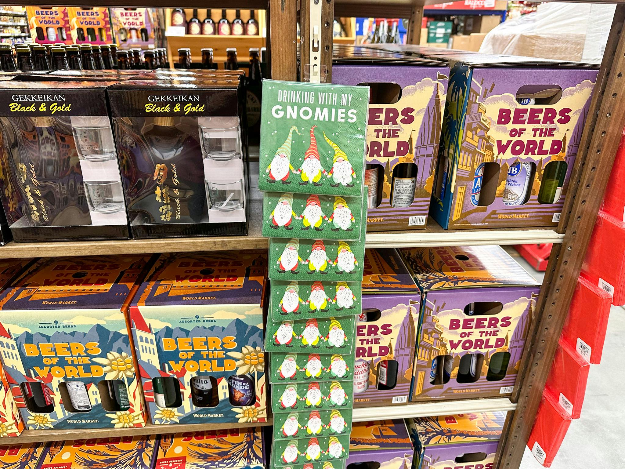 gnome napkins on display at world market