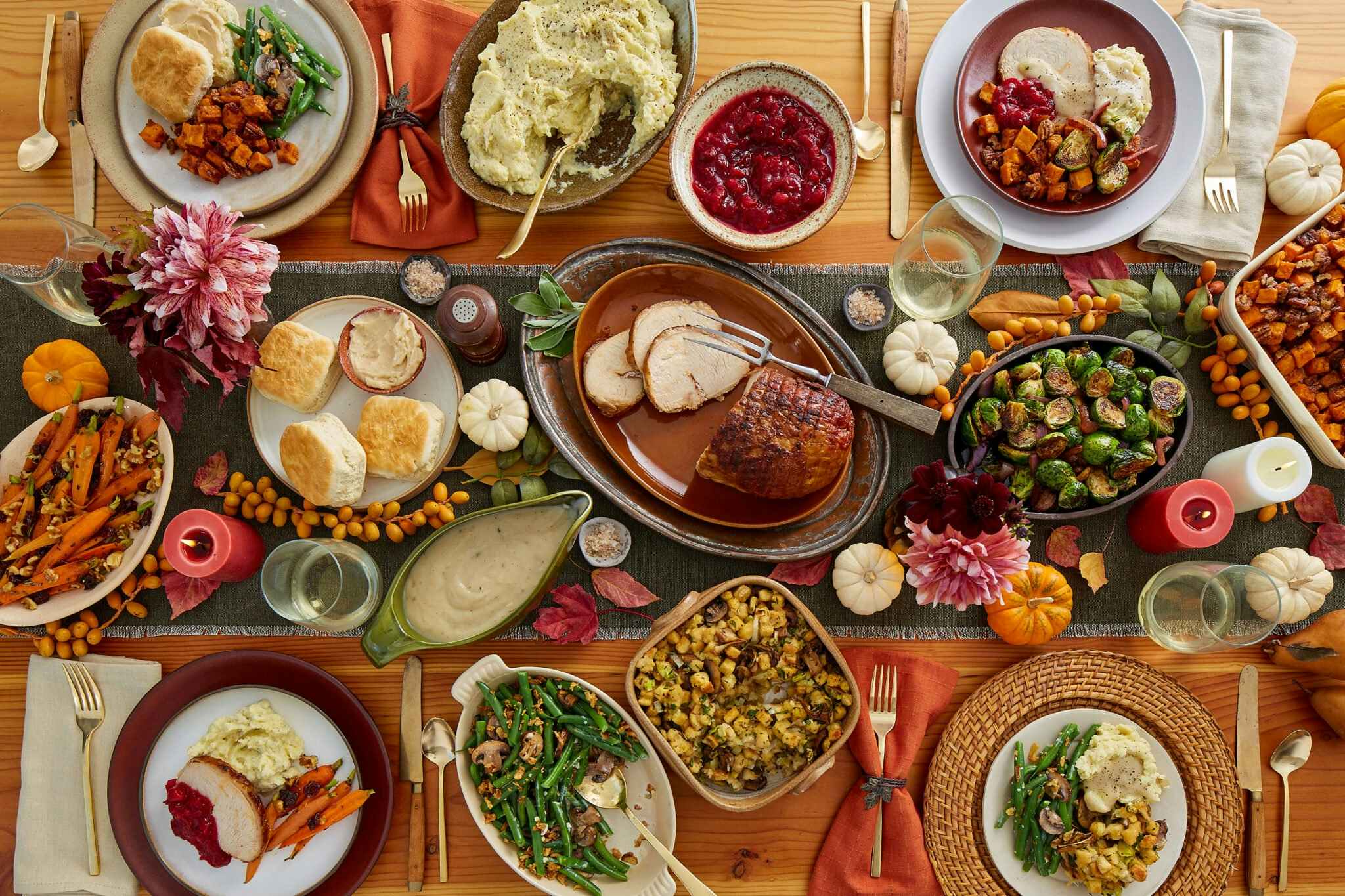 Thanksgiving meal on a table