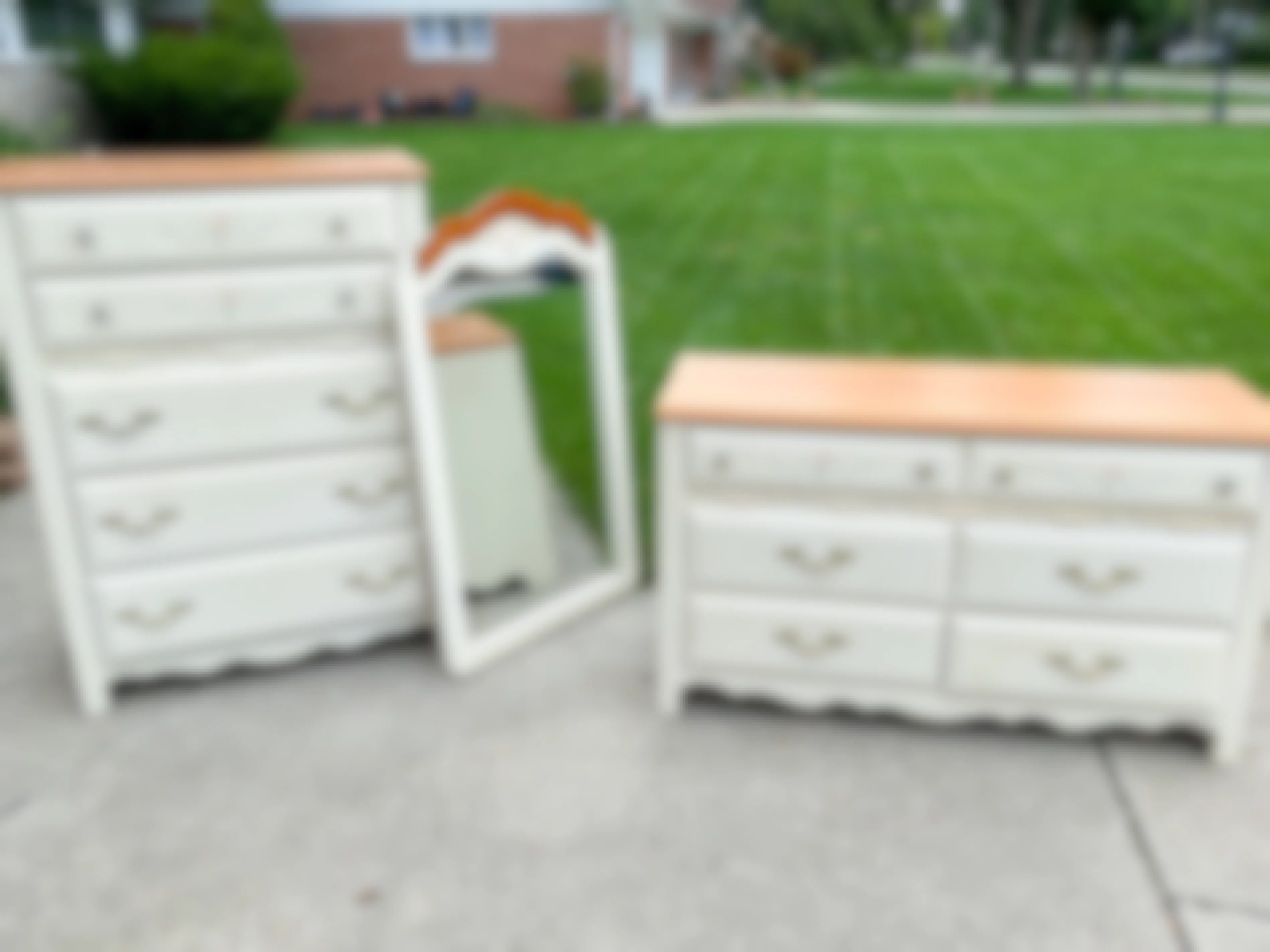 Some furniture for sale at a garage sale
