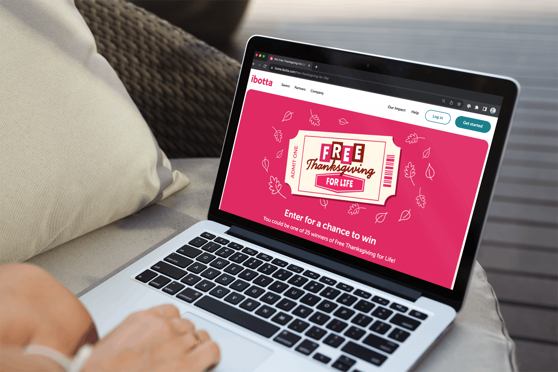 someone looking up ibotta's Thanksgiving for Life offer sweepstakes