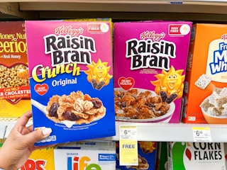 hand holding cereal box