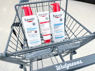 three eucerin lotions and creams in shopping cart