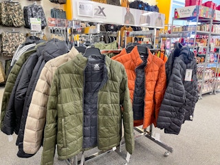 Rack of Zero Xposure puffer jackets
