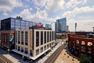 Architectural shot of Loews hotel building located in St. Louis, Missouri