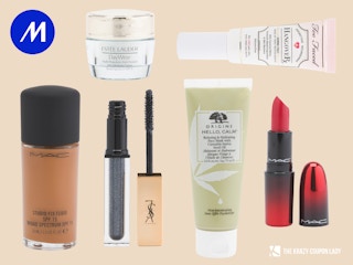 a collage of Marshalls online designer beauty items you can buy for less on Marshalls.com