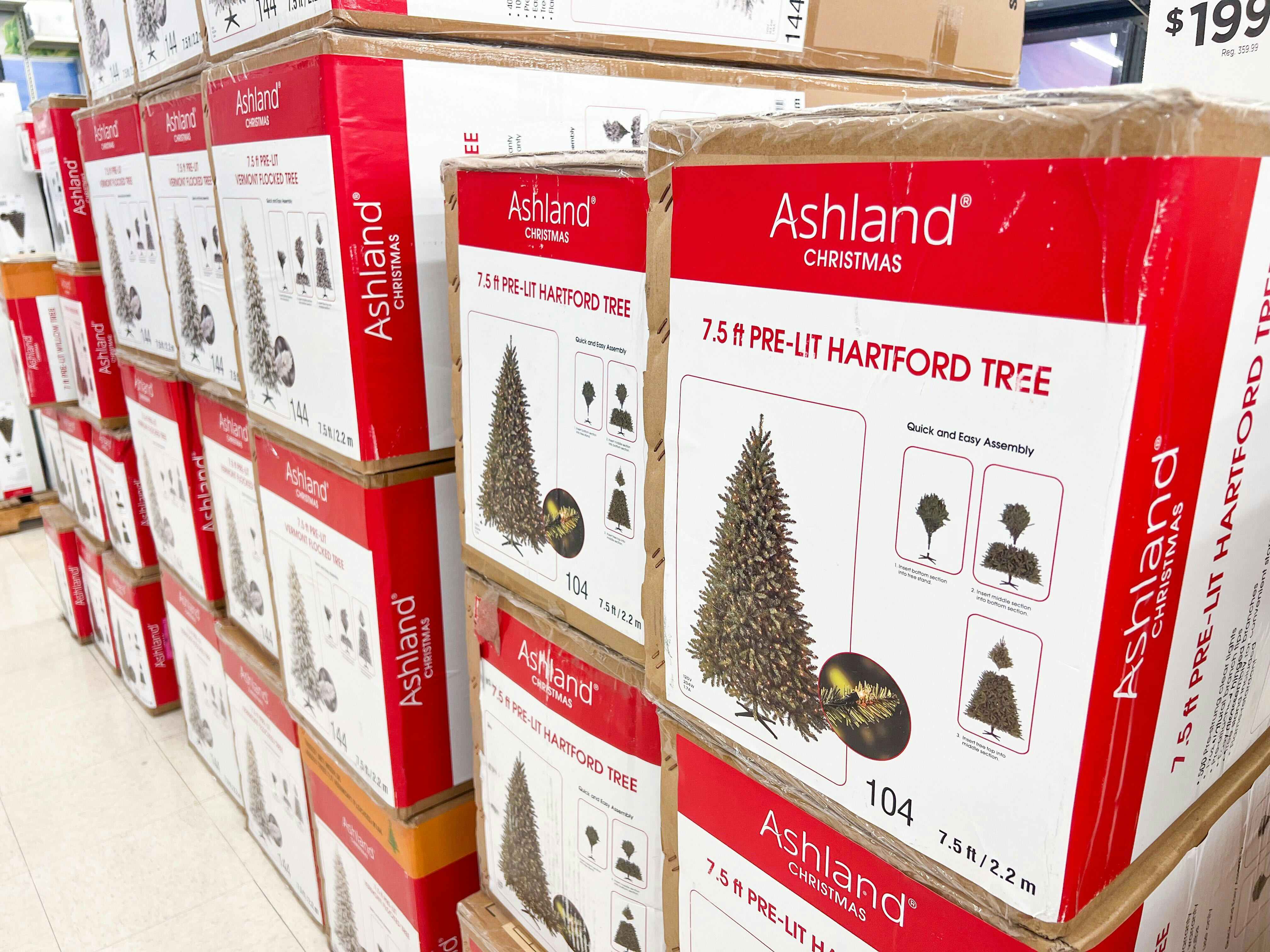 Artifical Christmas trees for sale at Michaels