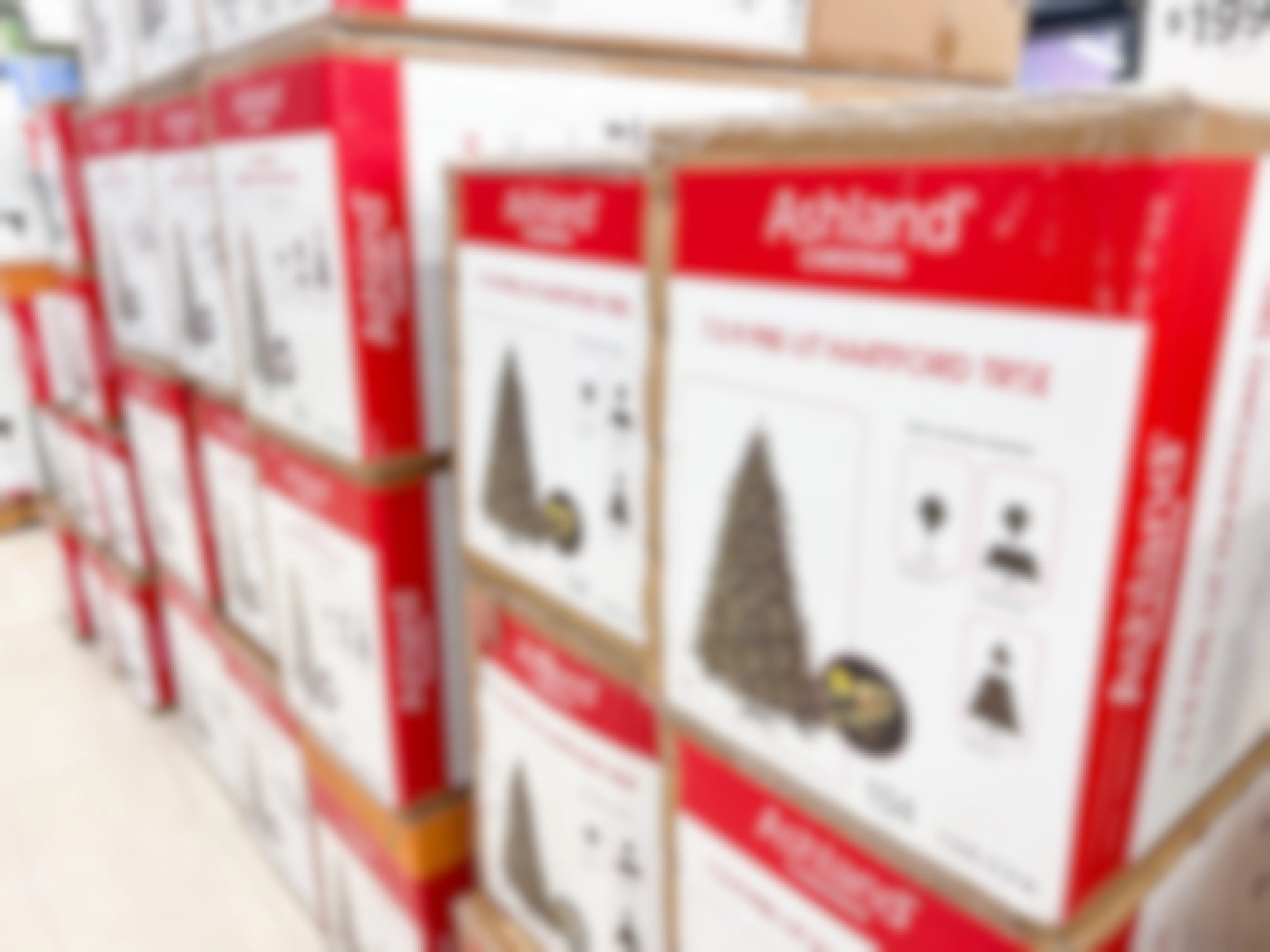 Artifical Christmas trees for sale at Michaels