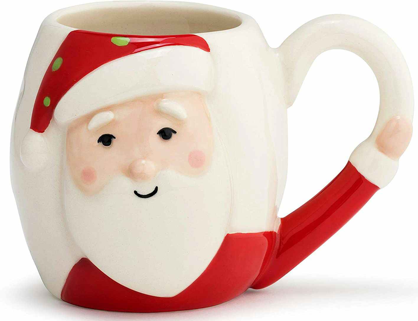 vintage santa mugs - A Santa Polka Dot Hat Ceramic Mug on a white background