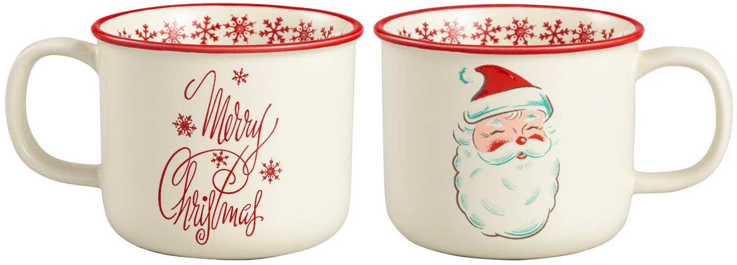 vintage santa mugs - A Retro Santa Merry Christmas Mug Set on a white background