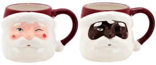 vintage santa mugs - Two St. Nicholas Square Santa Mugs on a white background