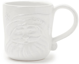 vintage santa mugs - A White Embossed Santa Face Mug on a white background