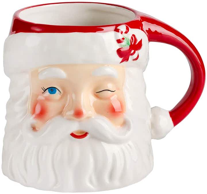 vintage santa mugs - A Winking Santa Ceramic Mug on a white background