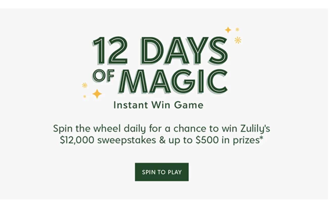 12 Days of Magic: Spin to Win Great Prizes at Zulily - The Krazy Coupon Lady
