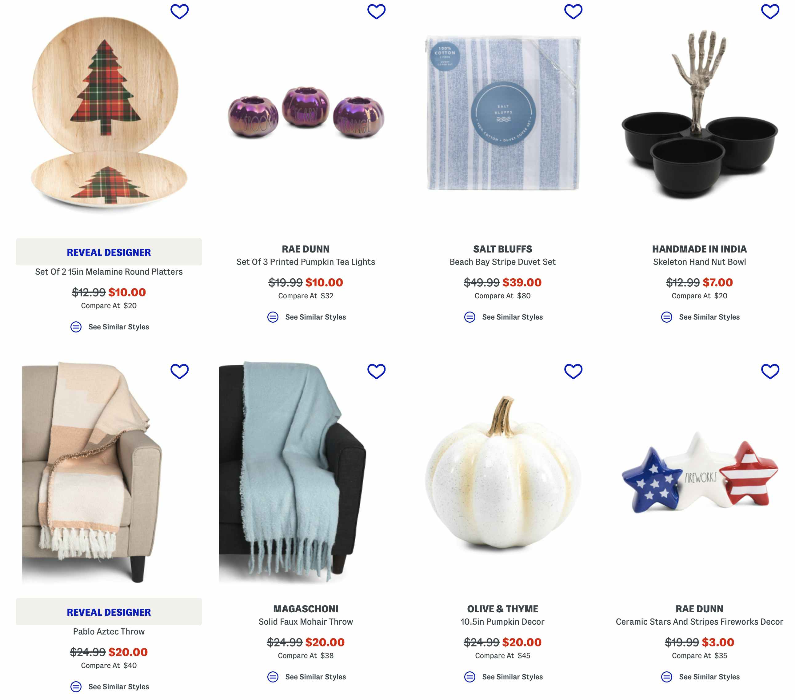 a selection of seasonal home decor items in marshalls online home clearance
