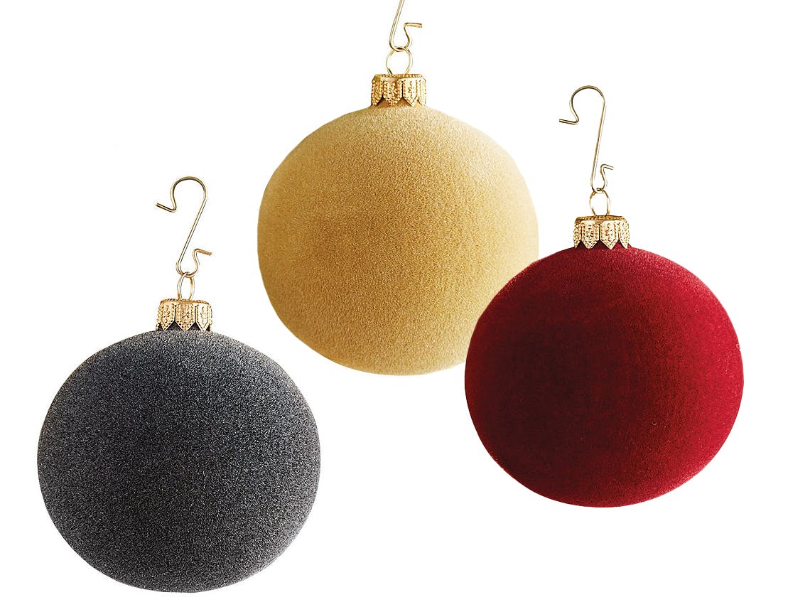 TWO sets Studio McGee velvet ornaments RED & deals GREEN