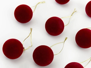 Set of 10 Christmas Baubles in Red Velvet