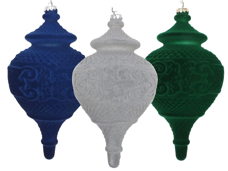 Flocked Finial Ornaments