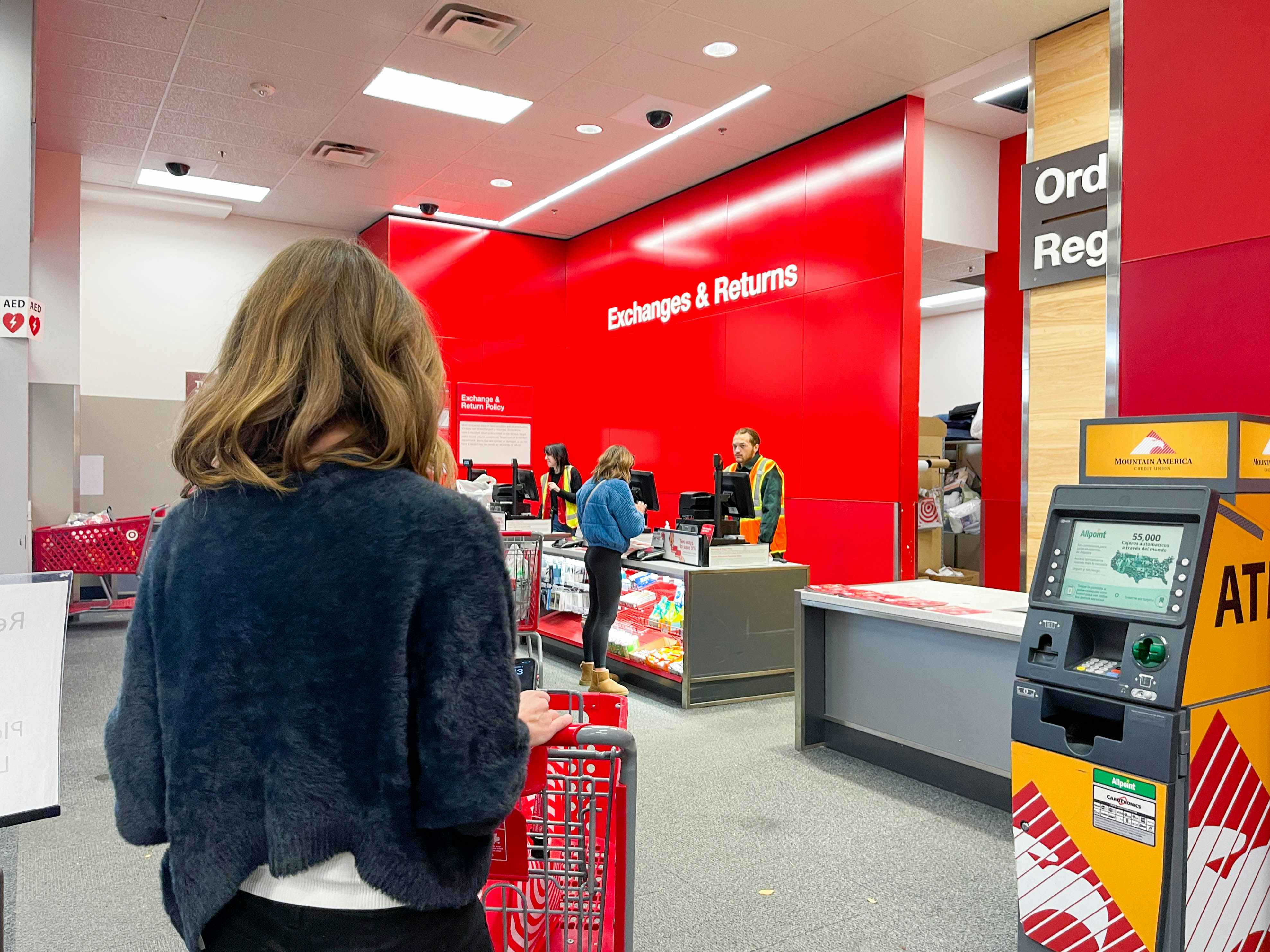 a person in the return and exchange line at target