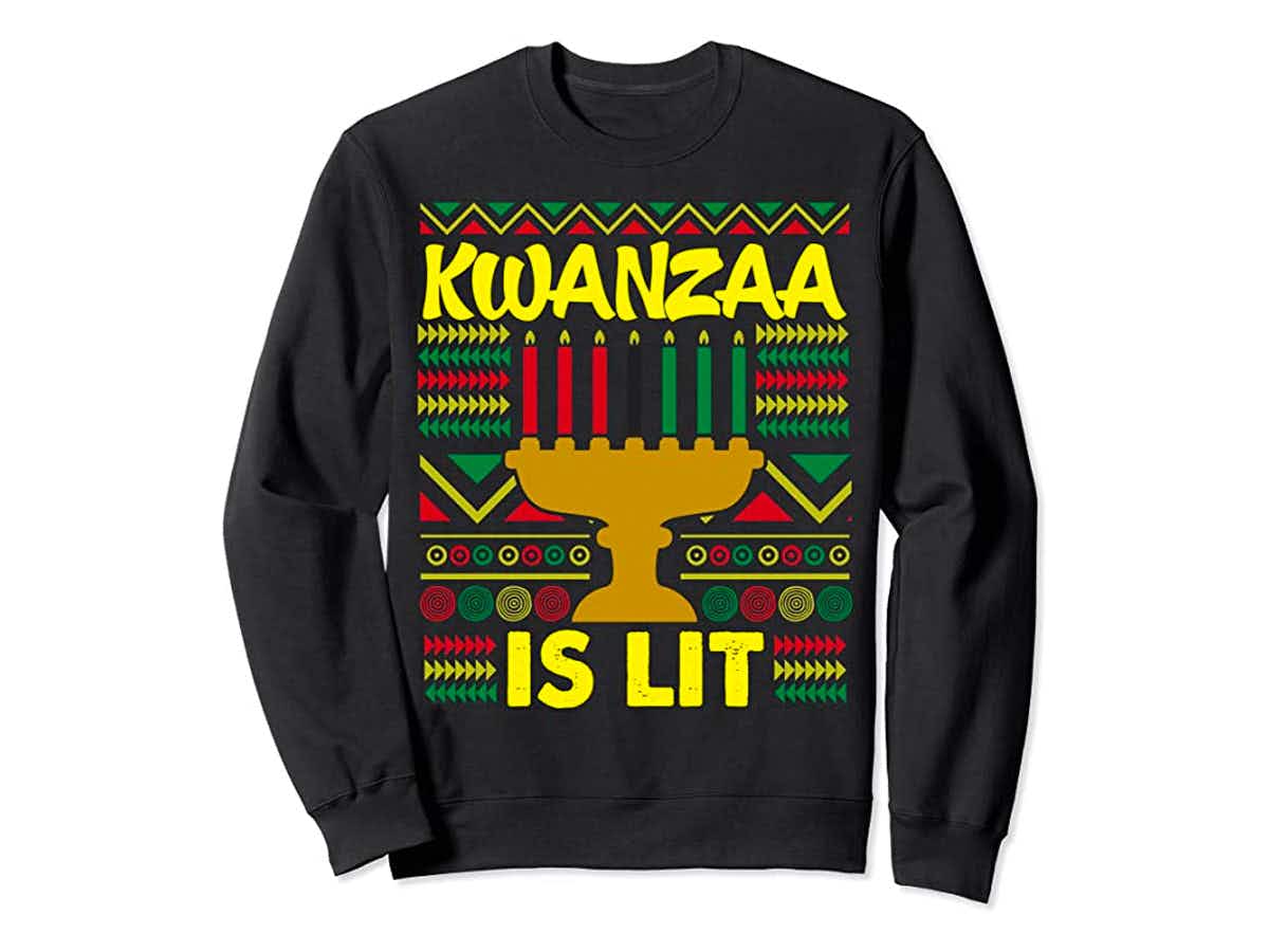 Kwanzaa is lit sweater from Amazon