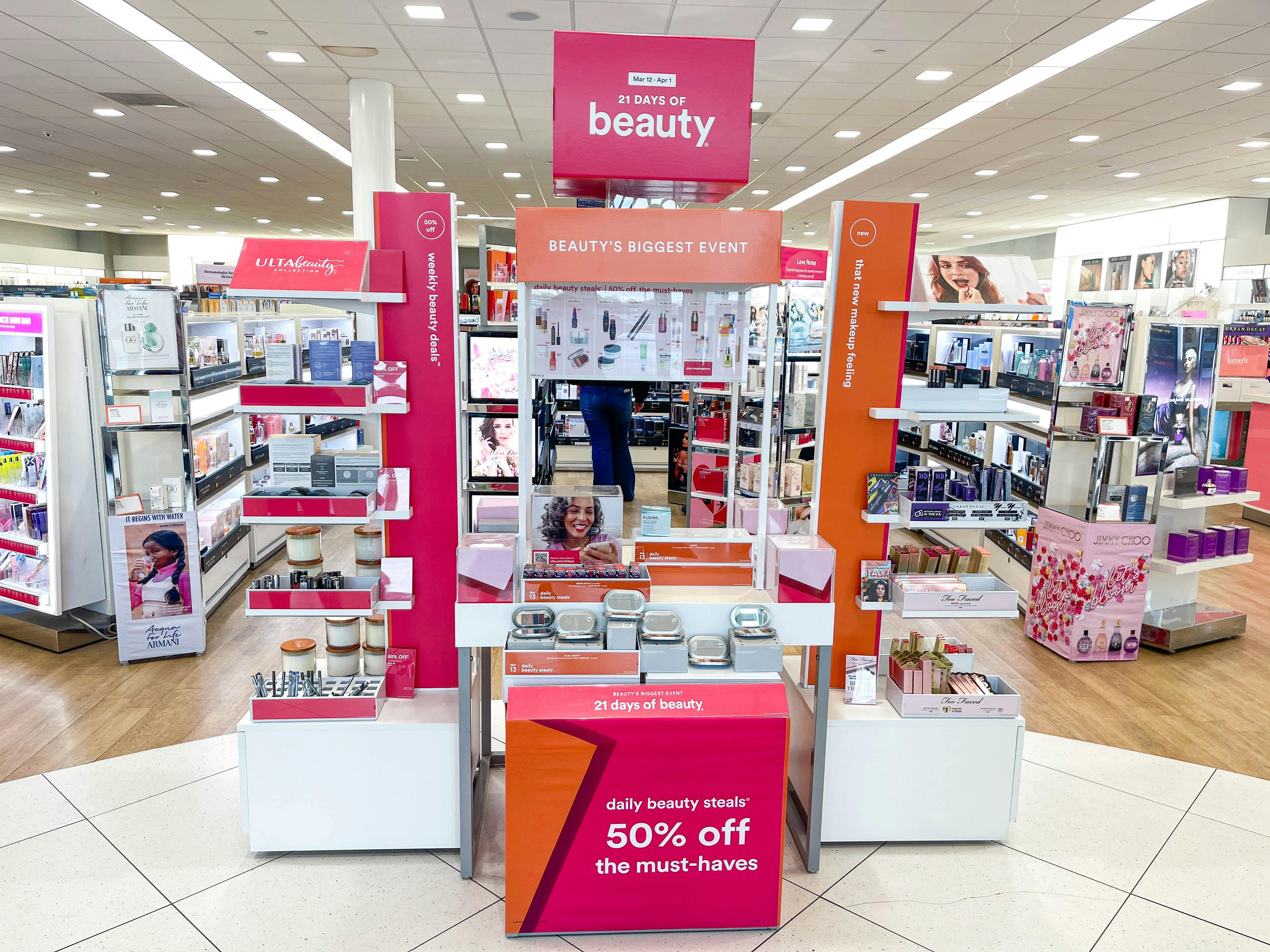 ulta 21 days of beauty signage
