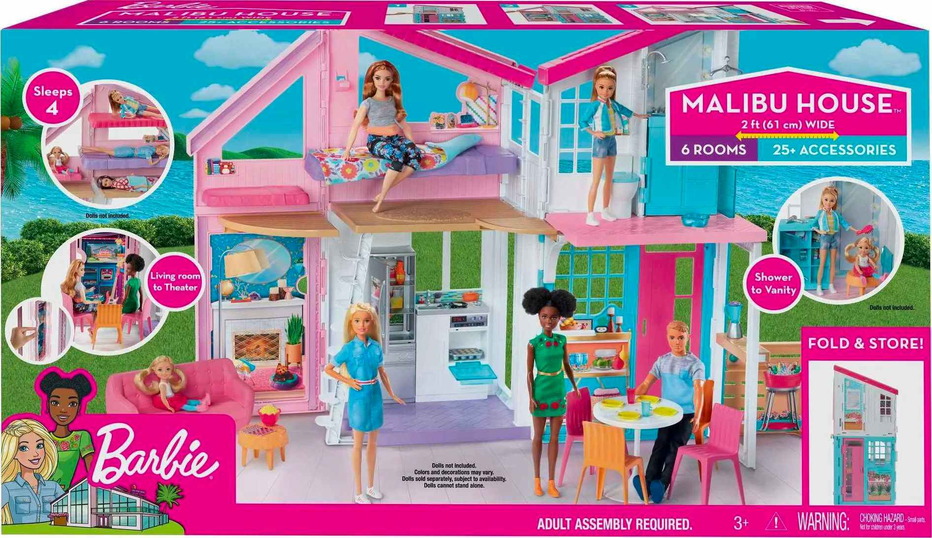 a view of the packaging for the Barbie Malibu House