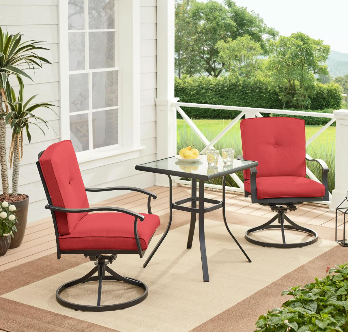 red metal outdoor table and chairs