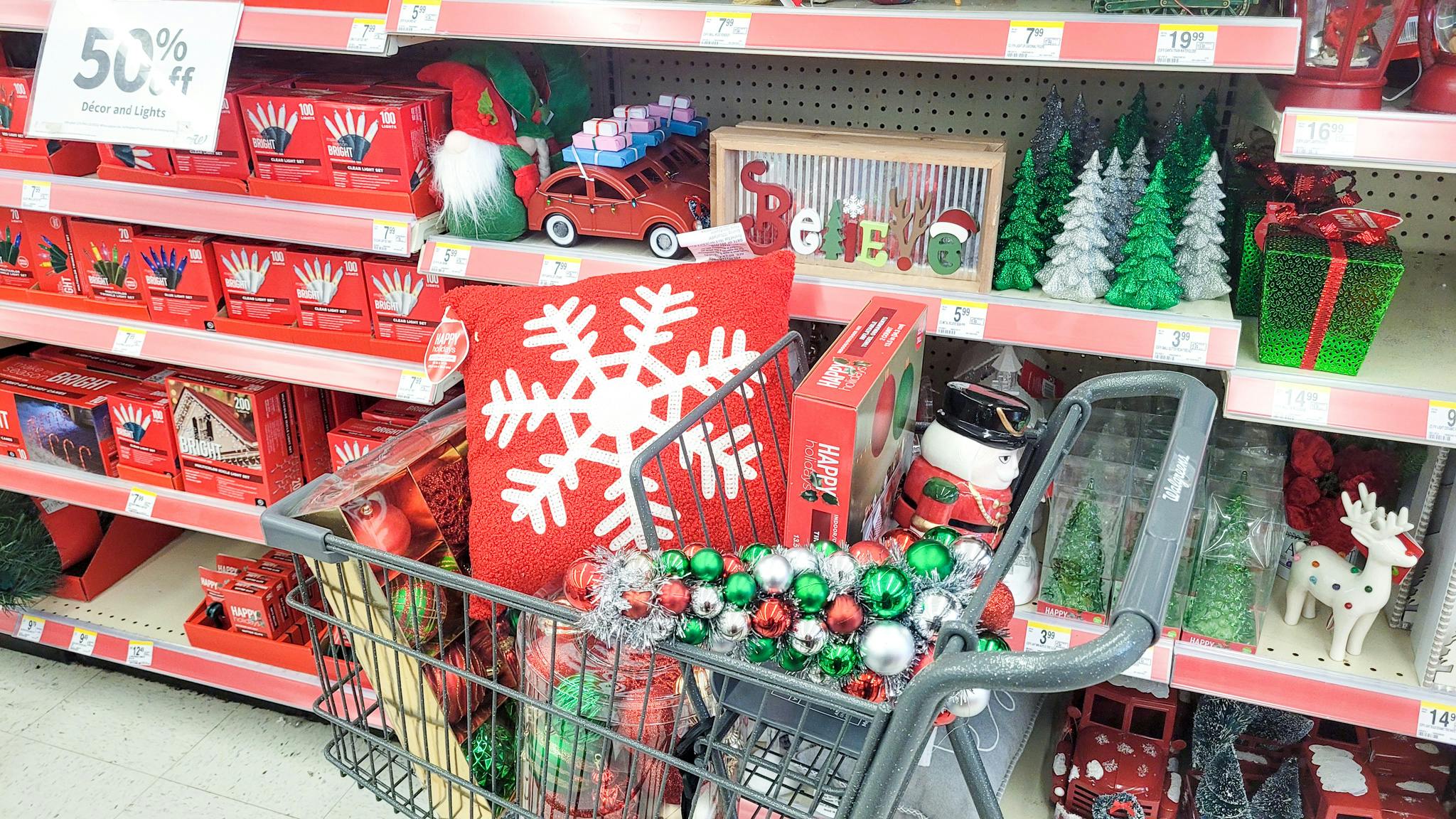 shopping cart full of holiday items