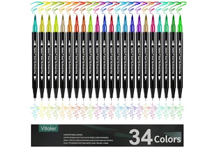 Dual Tip Marker Pens 34-Count