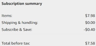 An Amazon subscription summary ending in $7.58.
