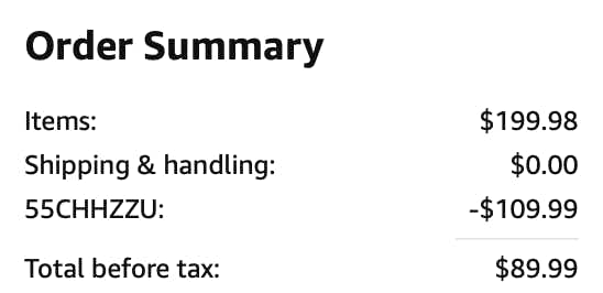 A screenshot of the total