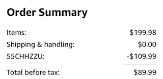 A screenshot of the total