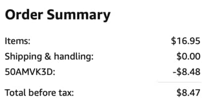 A screenshot of the total