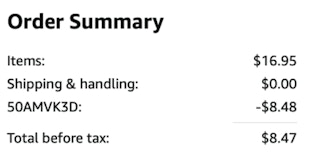 A screenshot of the total