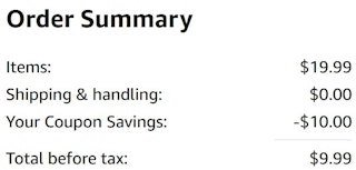 An Amazon order summary ending in $9.99.