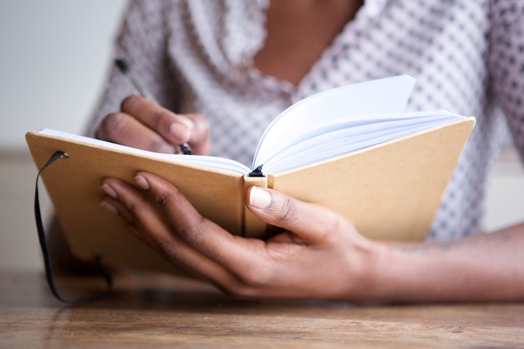 best budget planners - Person writing in journal
