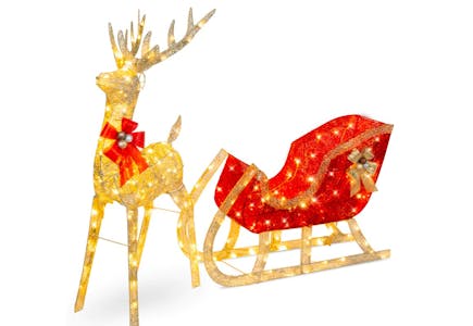 Reindeer & Sleigh Decoration