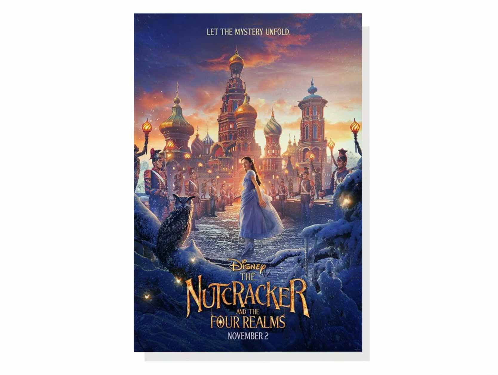 Movie poster for Nutcracker and the Four Realms, one of the best Christmas movies on Disney Plus.