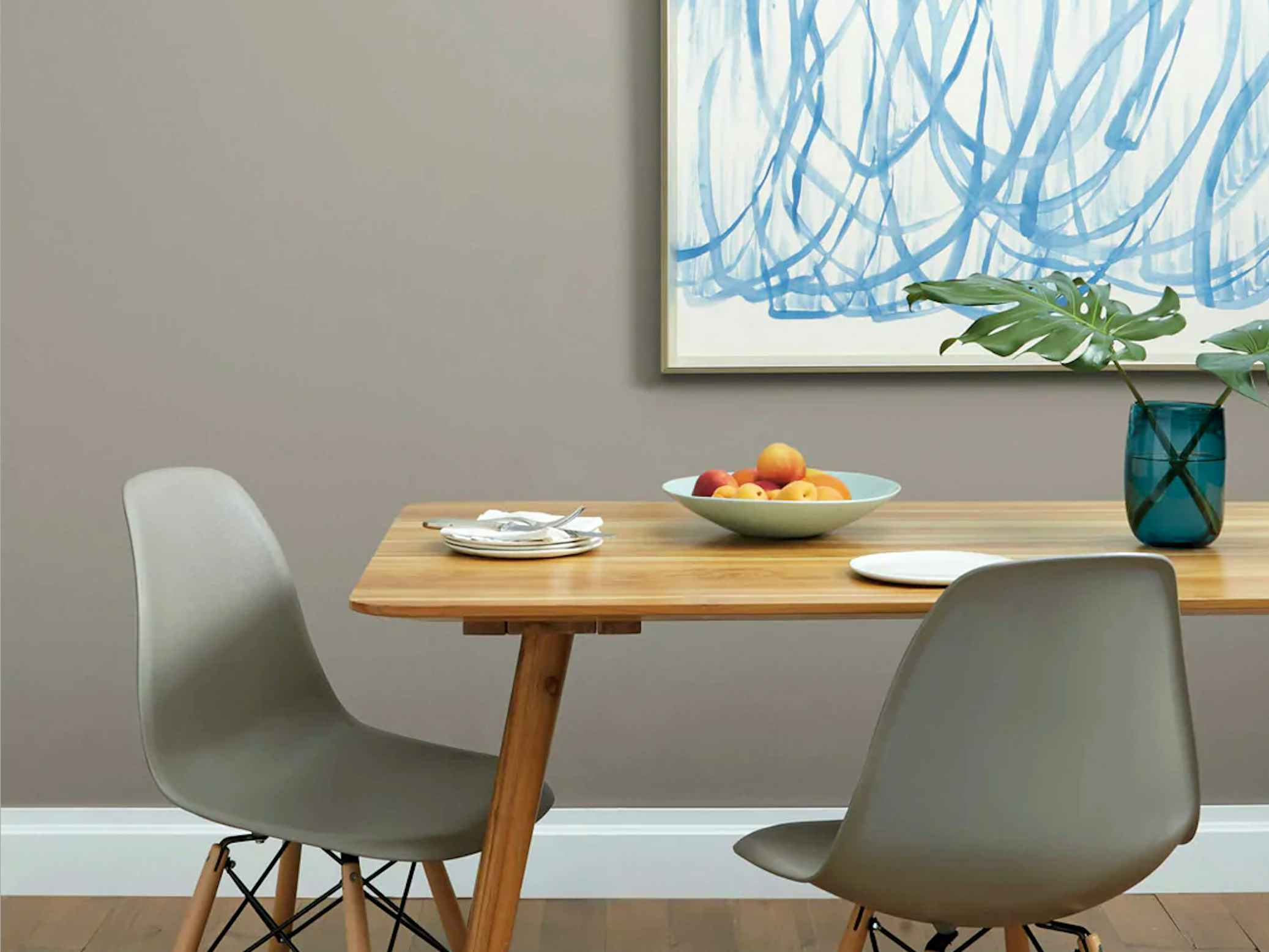 clare greige walls in dining room