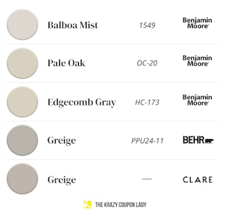 best greige interior paint colors