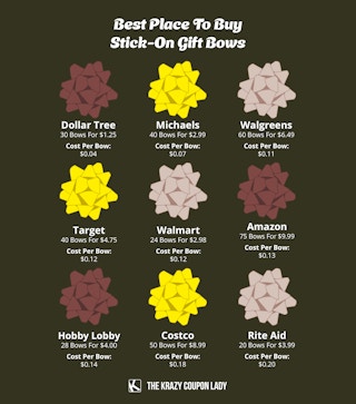 best place to buy stick-on bows price comparison graphic