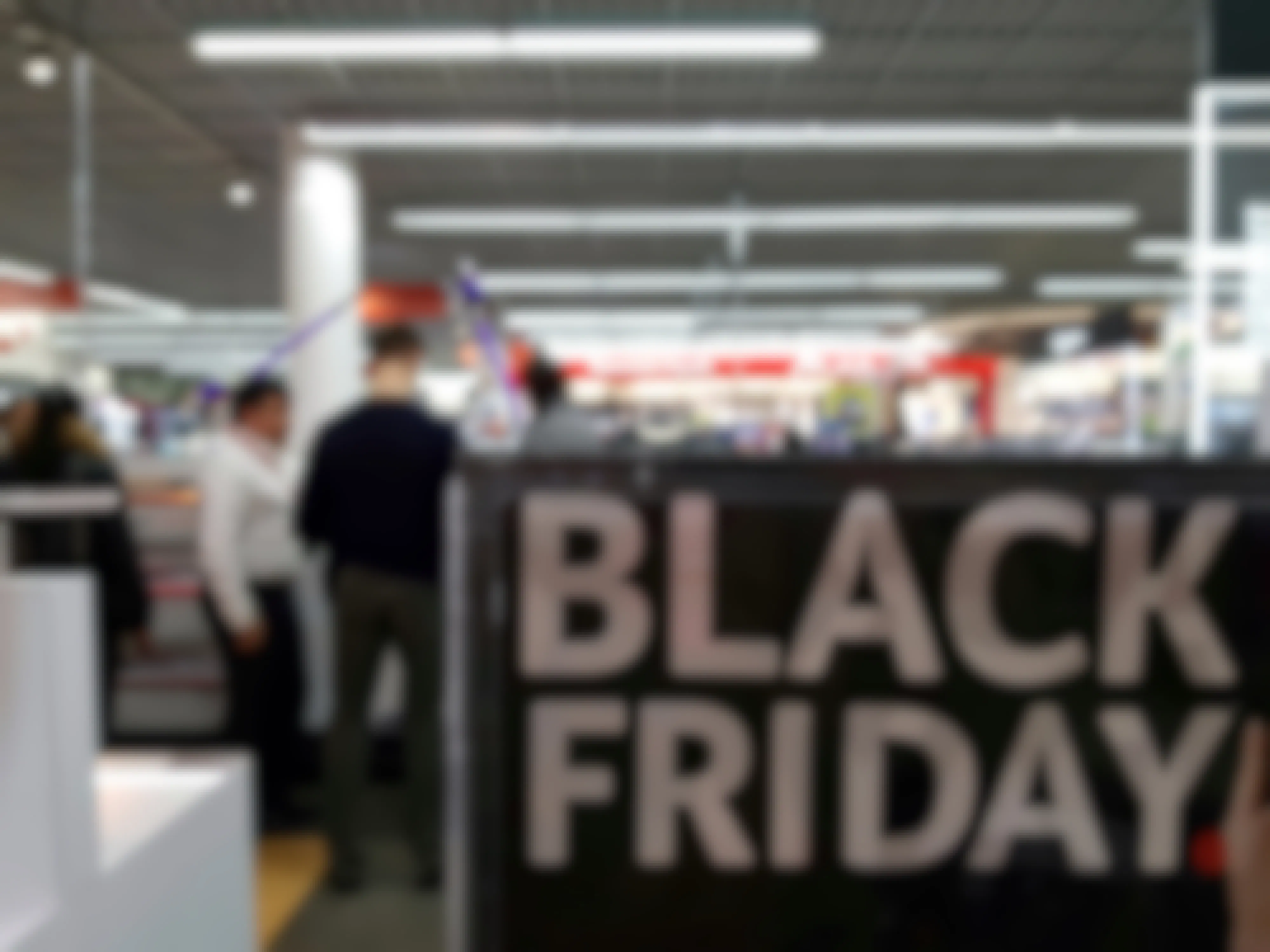 Black friday sign inside a electronics store
