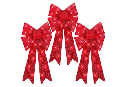 Pre-Lit Bow Set