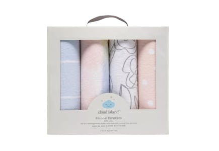 Flannel Baby Blanket 4-Pack