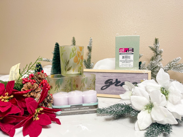 supplies to make a diy centerpiece on a table