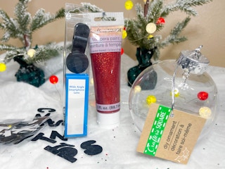 diy santa cam ornament supplies about to be made on a table