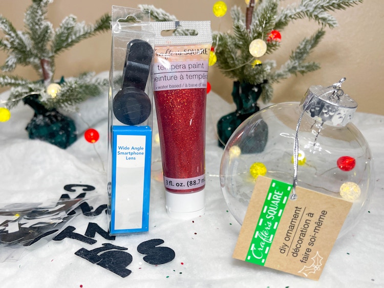 diy santa cam ornament supplies about to be made on a table