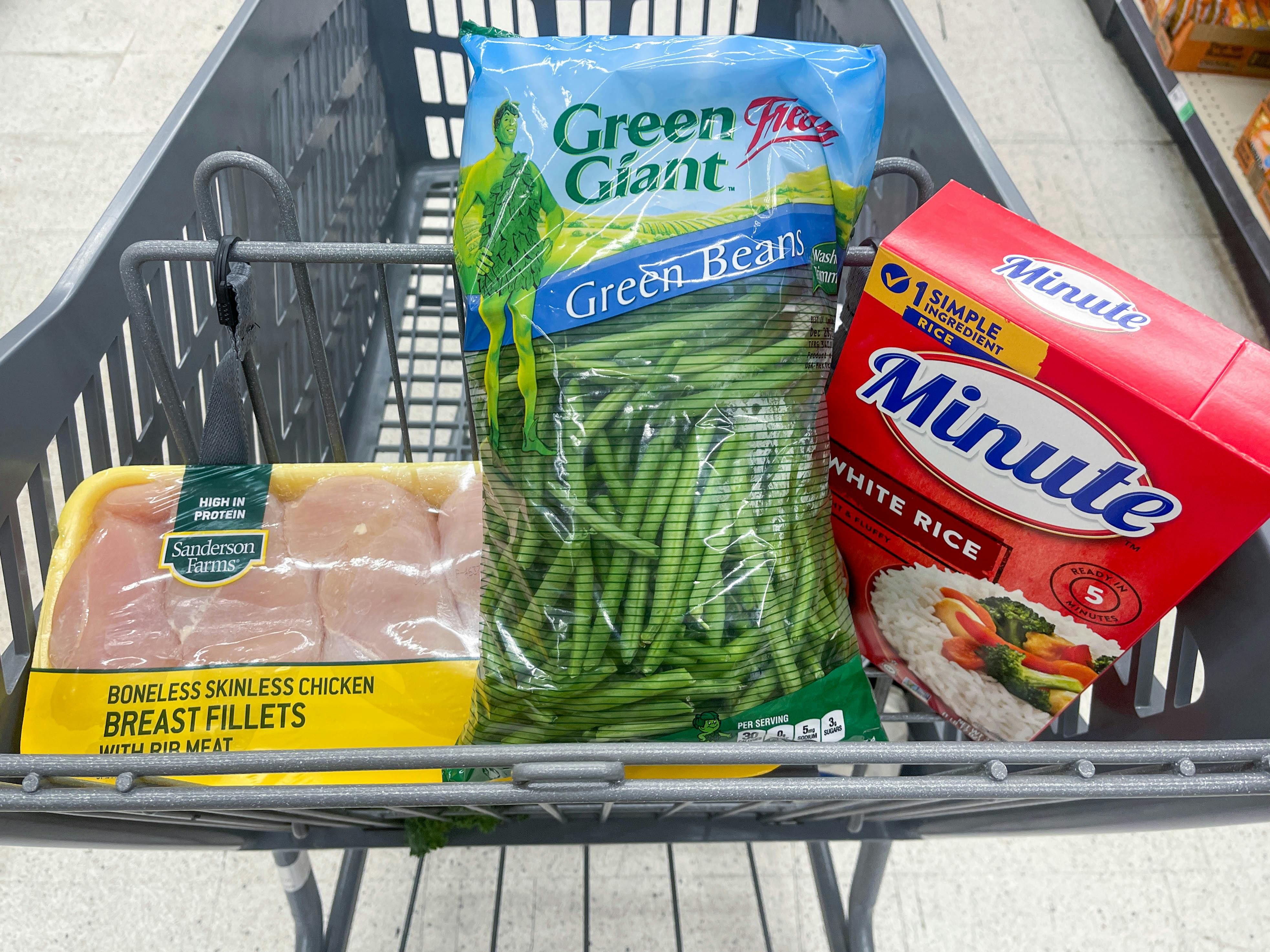 food in a shopping cart 