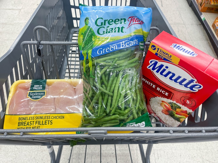 food in a shopping cart 