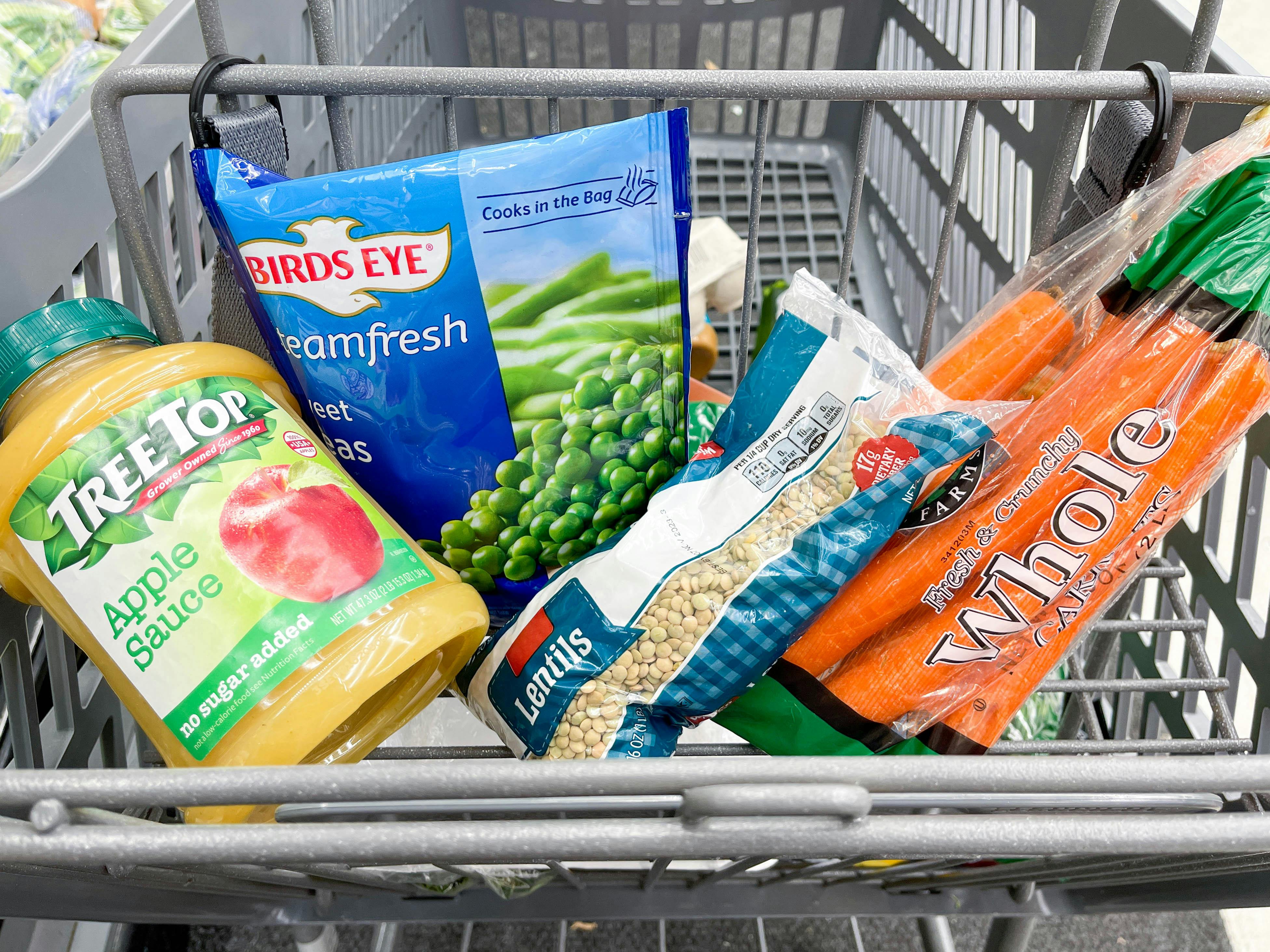 food in a shopping cart