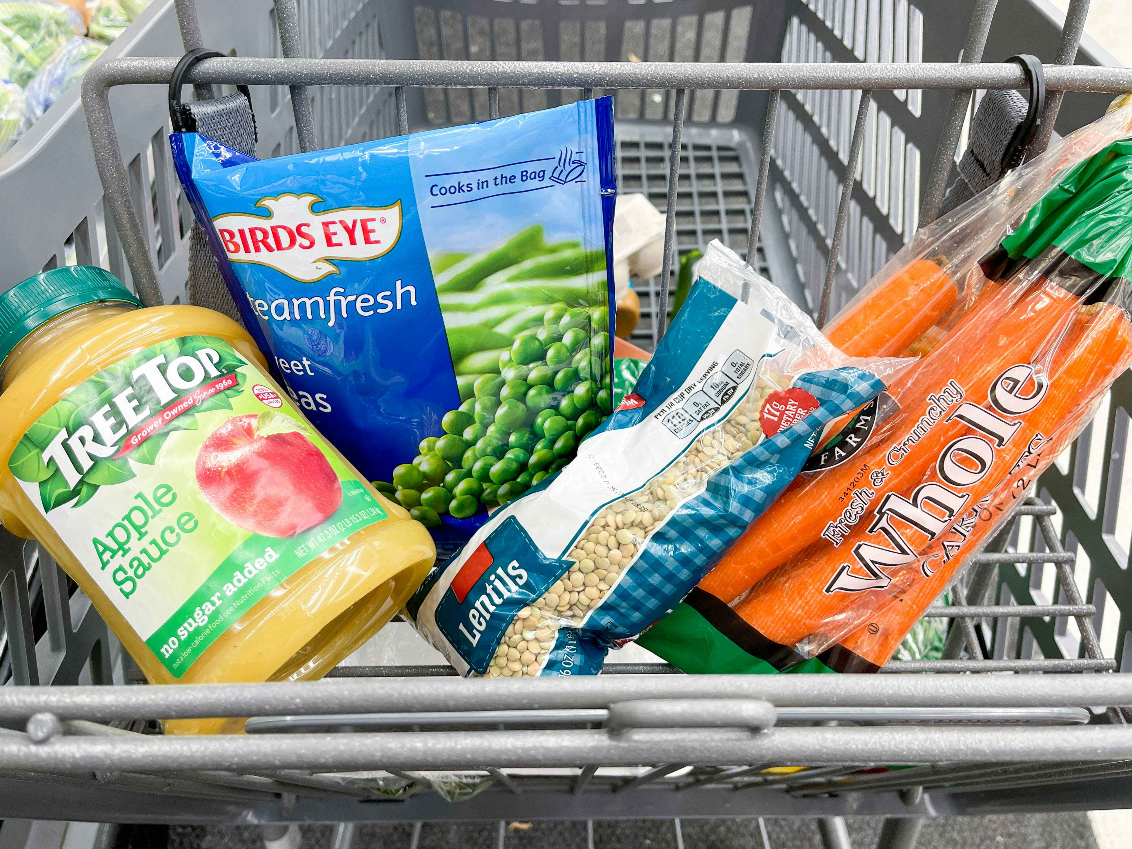 food in a shopping cart 